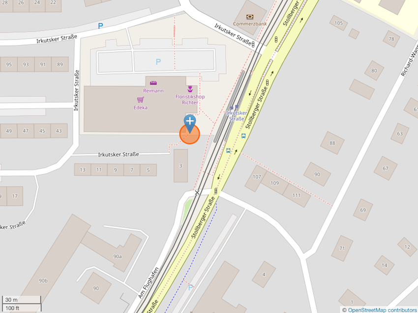 Standort Karte von unserem Schlüsseldienst in der Irkutsker Straße 1 in 09119 Chemnitz